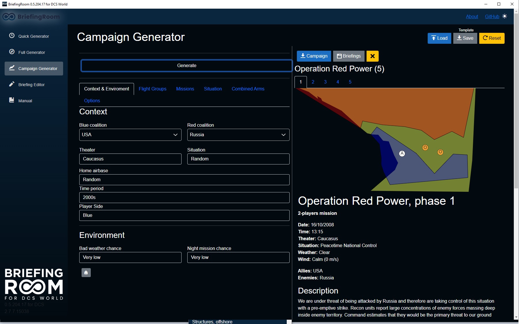 Campaign Generator and example Briefing Preview